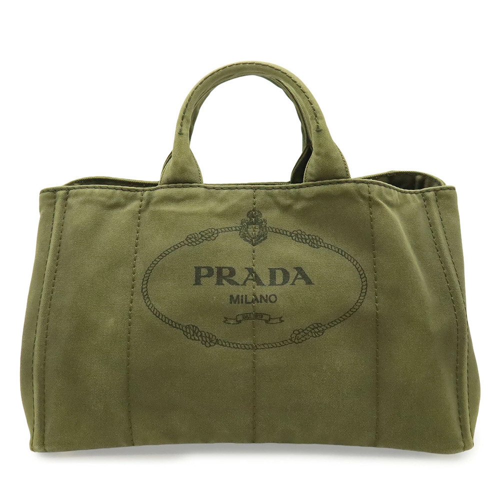 Prada Canapa Tote Bag Canvas Khaki Green